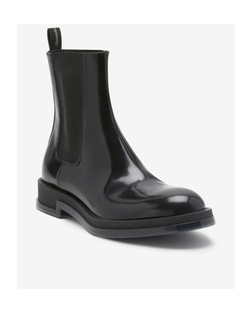 McQueen Black Round-Toe Ankle Boots for men