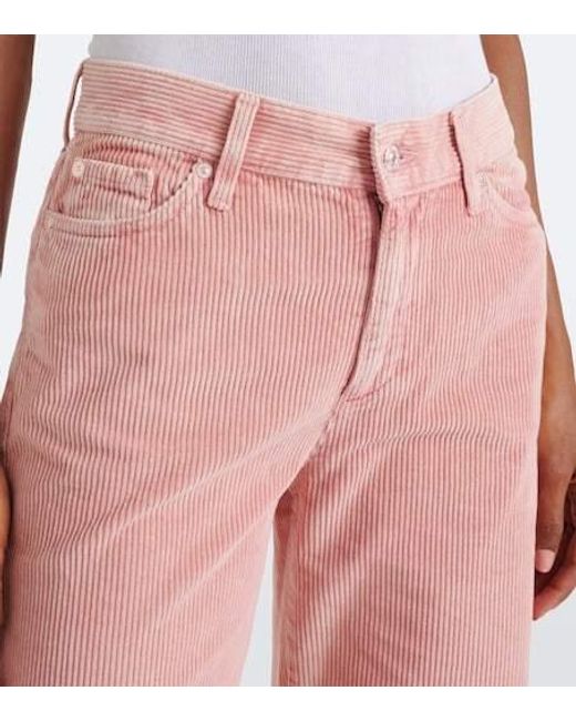 7 For All Mankind Pink Lotta Cotton Corduroy Wide-Leg Pants