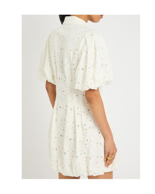Jonathan Simkhai White Cleo Floral-Embroidered Cotton Mini Dress
