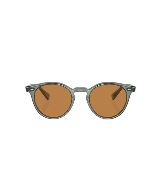 Oliver Peoples White Romare Oval Frame Sunglasses for men
