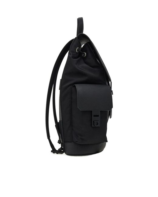 Ferragamo Black Utility Backpack With Hug Buckle for men