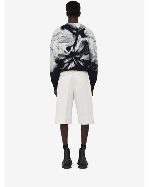 McQueen Gray Graphic Printed Crewneck Sweater for men