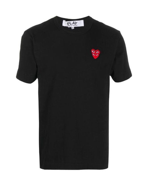 COMME DES GARÇONS PLAY Black Embroidered-Logo Cotton T-Shirt for men