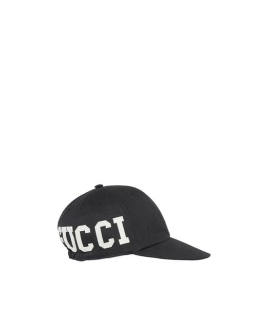 Gucci Black Logo Printed Baseball Cap for men