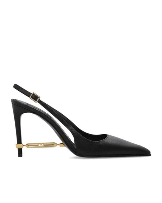 DSquared² Black Metal-Bar Slingback Pumps