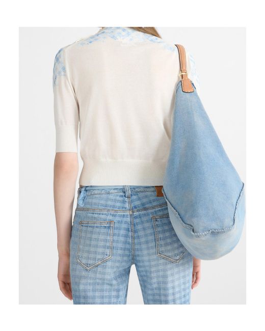 Ermanno Scervino Blue Check Print Knitted Sweater
