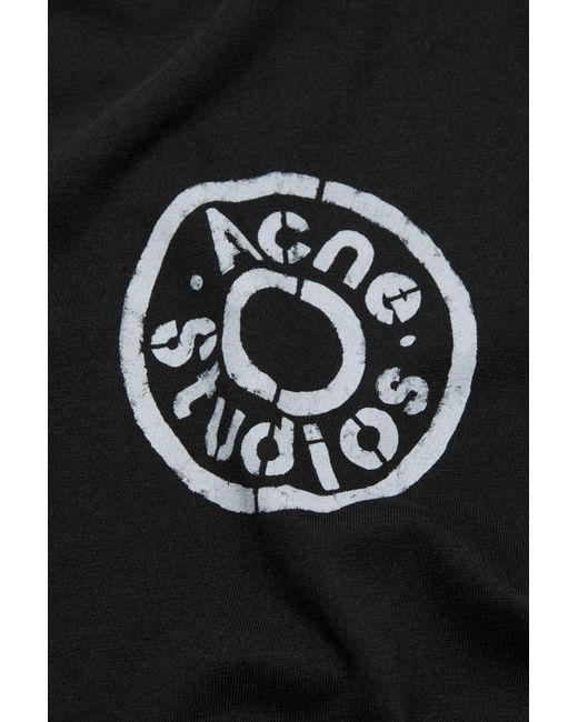Acne Black Logo Detailed Crewneck T-Shirt for men