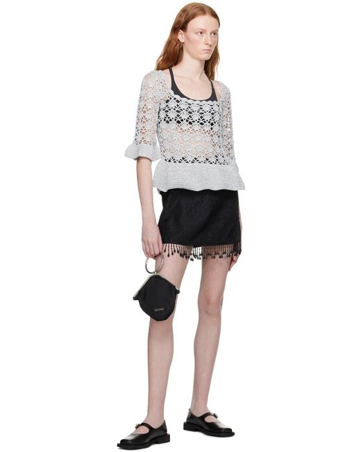 Ganni Gray Crochet Top