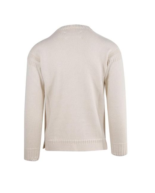 Maison Margiela White Embroidered Ribbed Knit Jumper for men