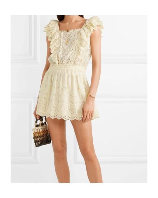 LoveShackFancy Natural Dora Ruffle Mini Dress