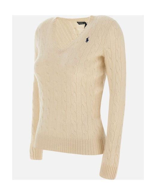 Polo Ralph Lauren Natural Cable-Knit V-Neck Jumper