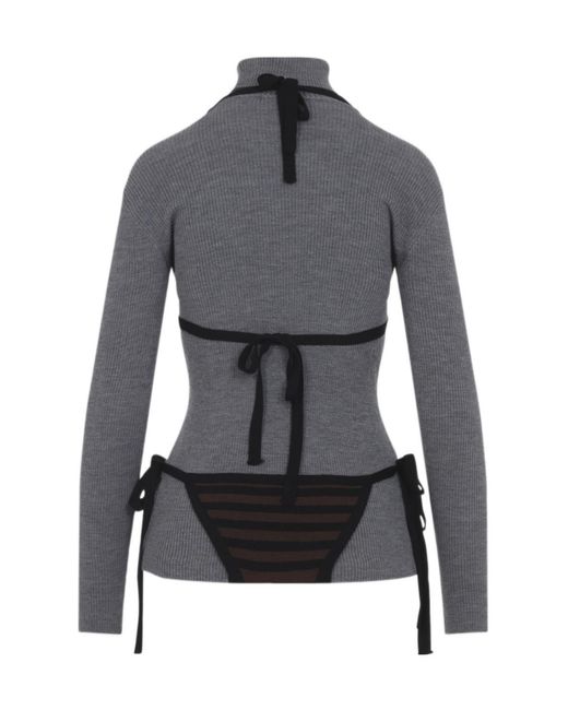 Moschino Gray Long-Sleeves Top