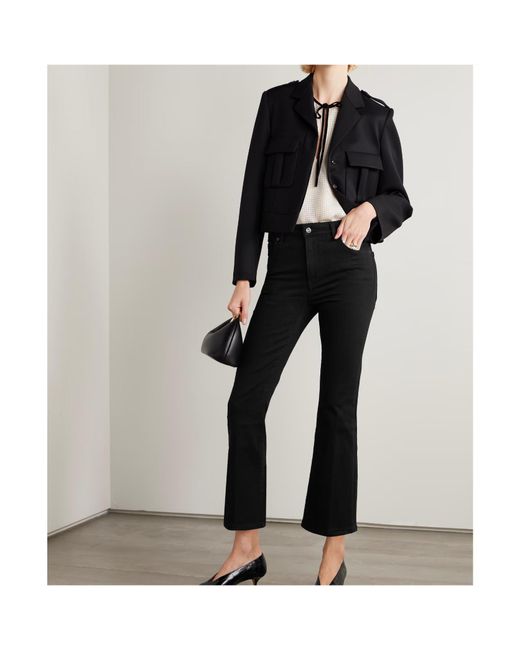 FRAME Black Reboot Crop Stretch High-Rise Bootcut Jeans