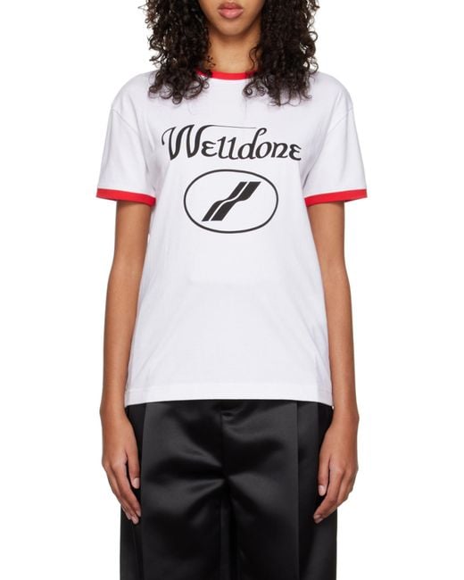 we11done White Logo-Print Crew-Neck T-Shirt for men