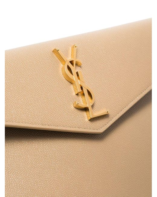 Saint Laurent Natural Uptown Cassandre Leather Envelope