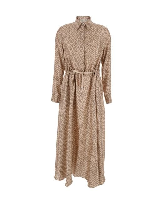 Herno Natural Satin Printed Dress