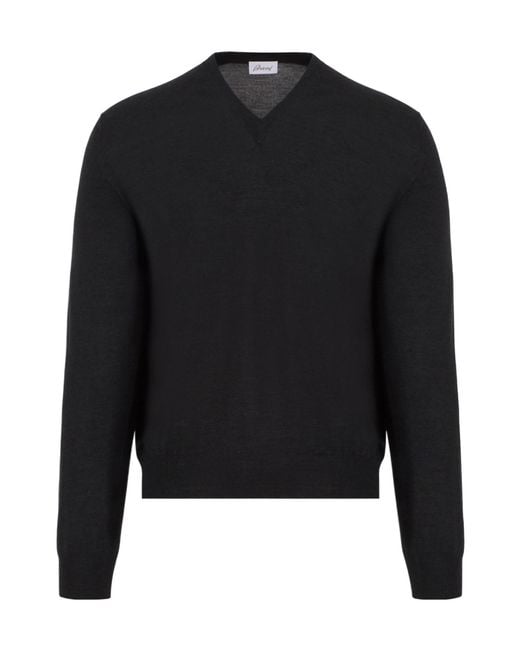Brioni Black V-Neck Sweater for men
