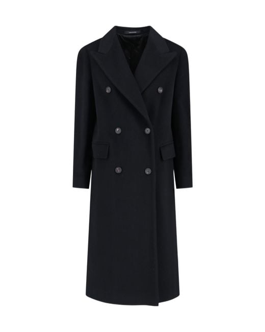 Tagliatore Black Double-Breasted Long Coat