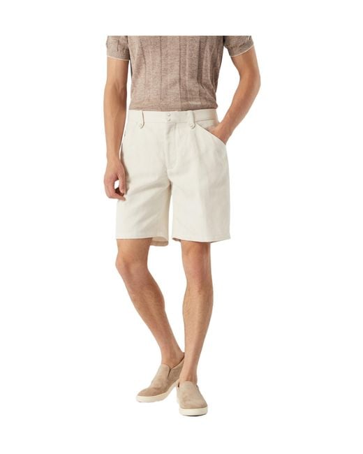 Brunello Cucinelli Natural Chevron Bermuda Shorts for men