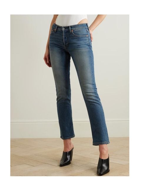 Re/done Blue Pamela Anderson The Anderson Mid-Rise Slim-Leg Jeans