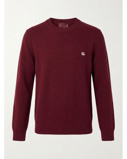 Gucci Red Logo Plaque Knitted Jumper for men