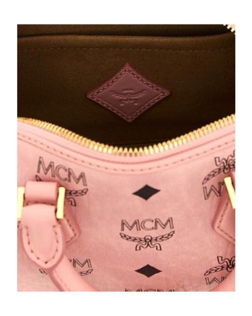 MCM Pink Ella Monogram Boston Tote Bag