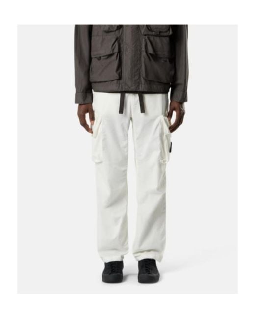 Stone Island White Loose-Fit Cargo Trousers With Adjustable Waistband for men