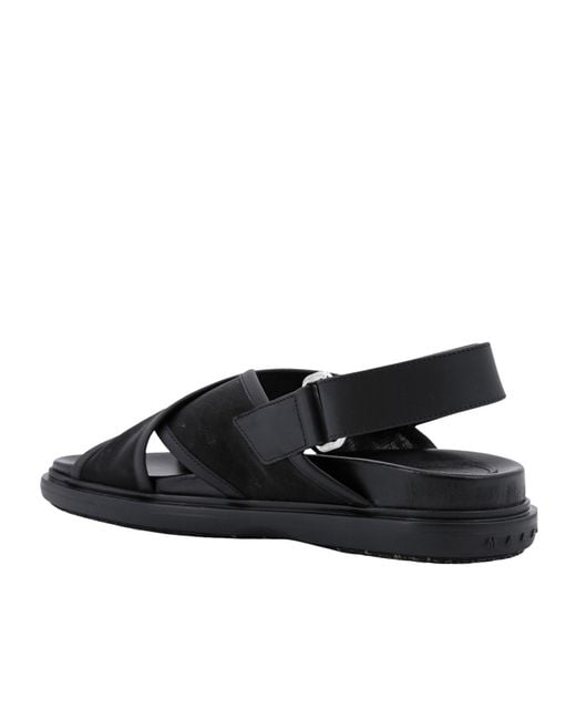 Marni Black Logo Patch Crossover Sandals