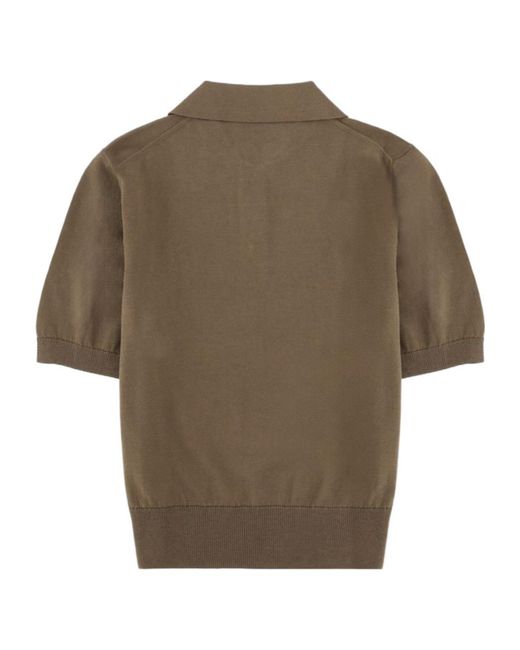 A.P.C. Brown Short Sleeve Knitted Polo Shirt