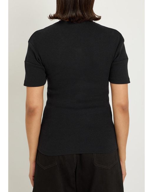 Lemaire Black Ribbed Cotton-Blend Top