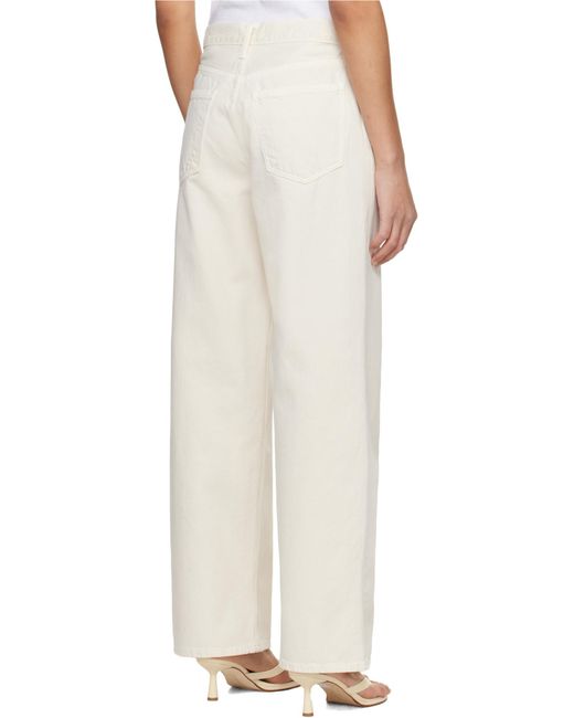 Agolde White Low Slung Baggy Organic Boyfriend Jeans