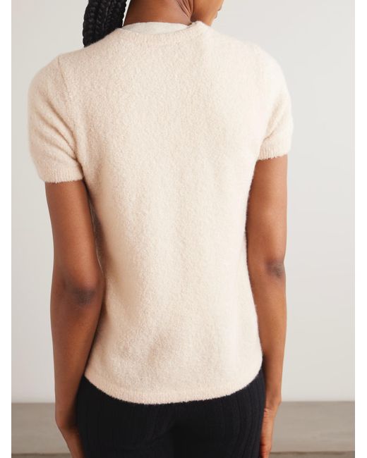 The Elder Statesman White Cashmere And Silk Blend Boucle Cardigan