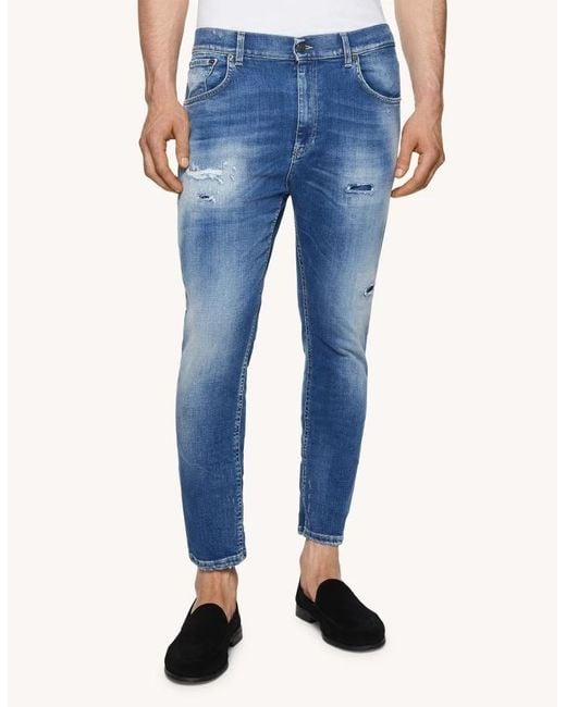 Dondup Blue Pierced Jeans for men