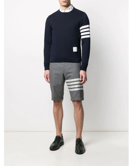 Thom Browne Gray 4-Bar Plain Weave Suiting Shorts for men