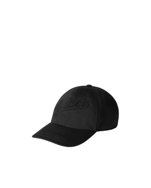 Gucci Black Logo Embroidered Baseball Hat for men
