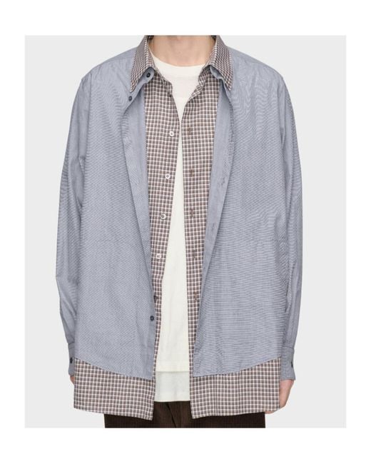 Maison Margiela Gray Double Layer Cotton Shirt for men