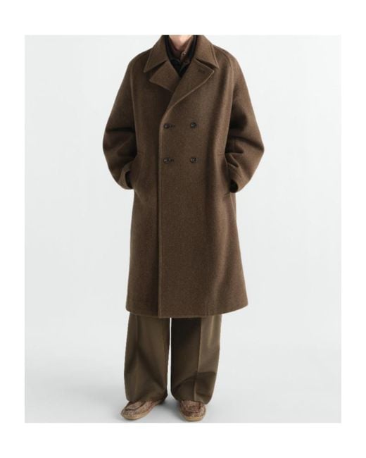 Lemaire Brown Double-Breasted Coat for men
