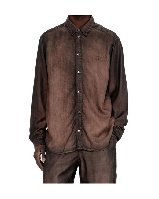 DIESEL Brown D-Simply-S16 Ombre-Effect Denim Shirt for men