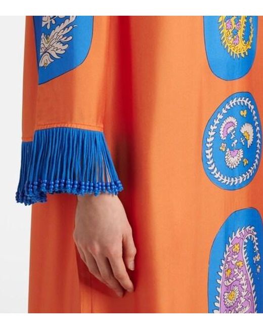 ALÉMAIS Orange Luis Silk Midi Dress