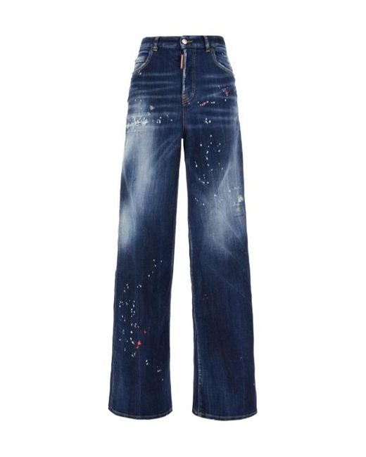 DSquared² Blue Logo-Patch Distressed Jeans