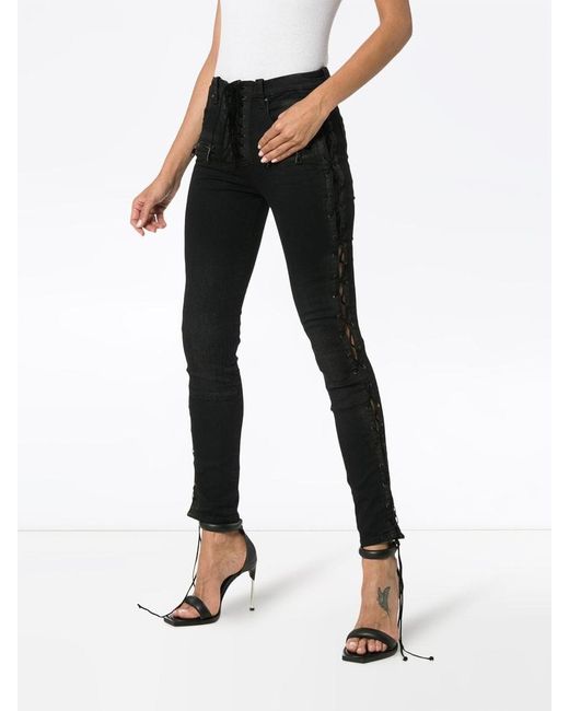 Unravel Project Black Side-Laced Jeans
