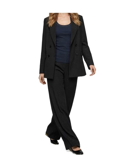 Herno Black Micro Sequin Wide Leg Pants