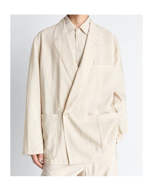 Lemaire Natural Double-Breasted Long-Sleeved Jacket for men