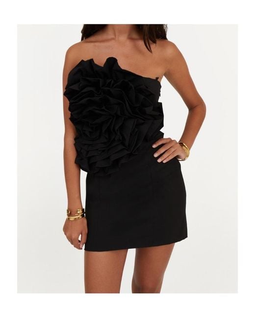 ROTATE BIRGER CHRISTENSEN Black Floral Accent Mini Dress