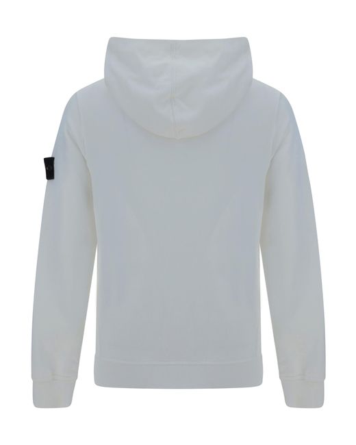 Stone Island Gray Logo Patch Drawstring Hoodie for men
