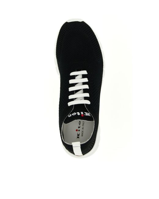 Kiton Black Lace-Up Sneakers for men