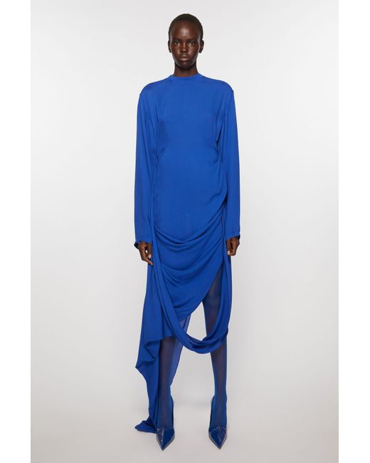 Acne Blue Asymmetric Maxi Dress