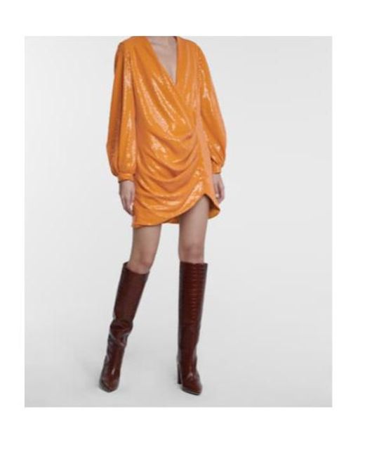 Halpern Orange Sequined Minidress