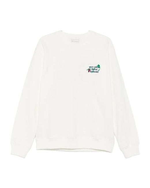 Drole de Monsieur White Vine Embroidered Slogan Sweatshirt for men