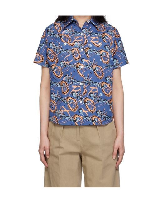 A.P.C. Blue Apc X Brain Dead Printed Shirt